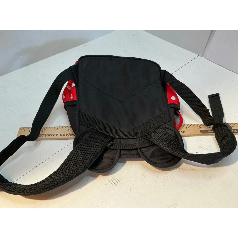 Minnie Mouse Style Mini Backpack Polka Dot Bow Ears Red Black Small Travel Bag